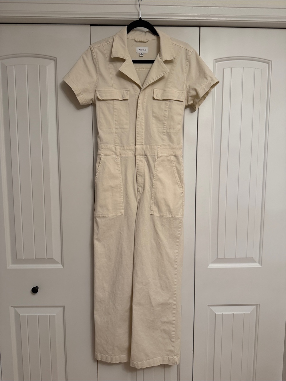Pistola Cream M Short-Sleeve Utility Jumpsuit